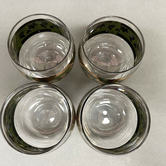 Cera Roly Poly Glass Glasses Clear Green Gold Multicolor Grapes Lot of 4 - Picture 5 of 6